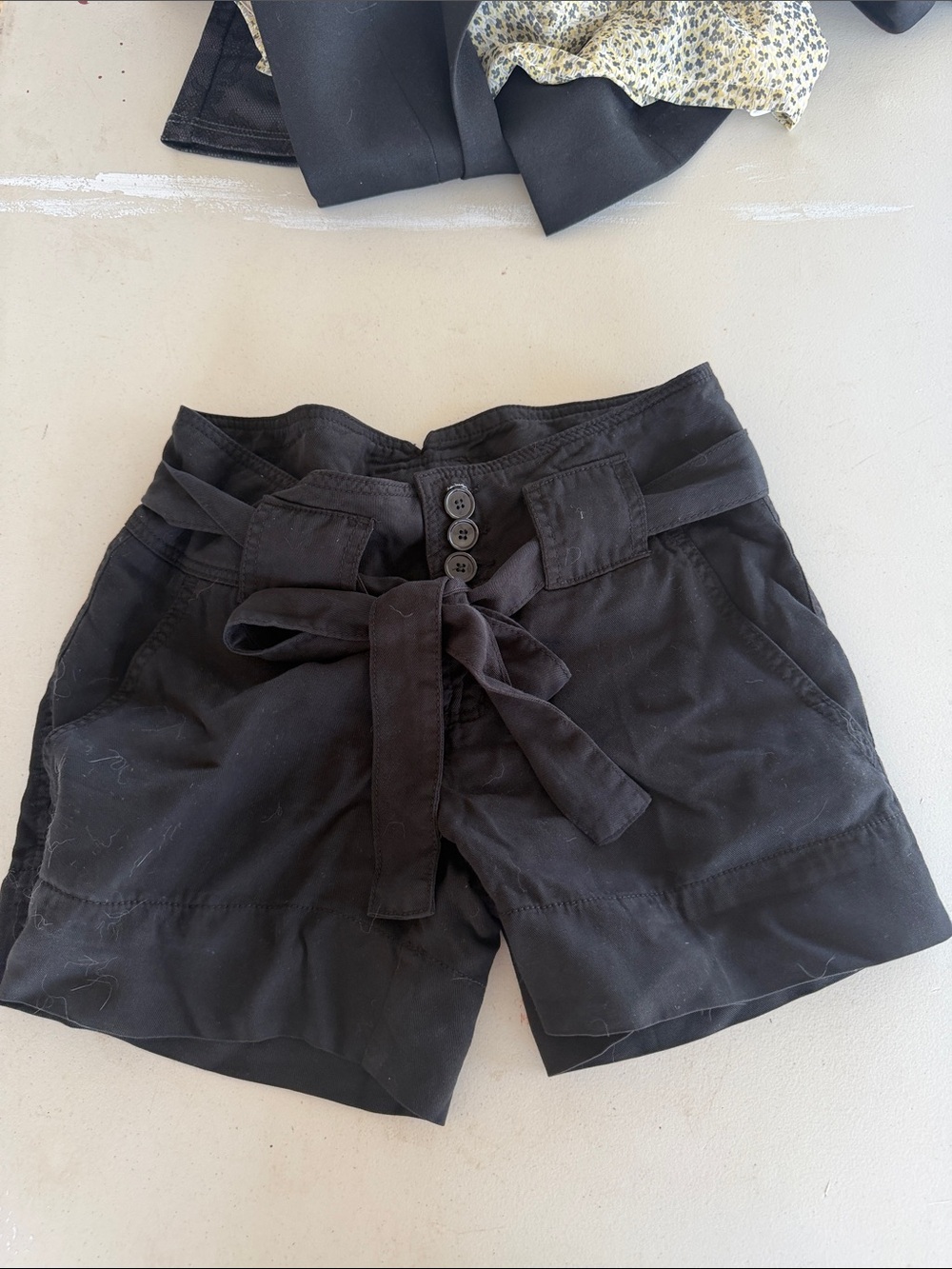 Billy High-Waist Black Tie-Belt Women’s Shorts